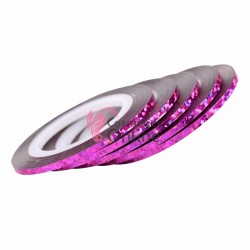 Banda decorativa de unghii 1mm Roz neon cu reflexii